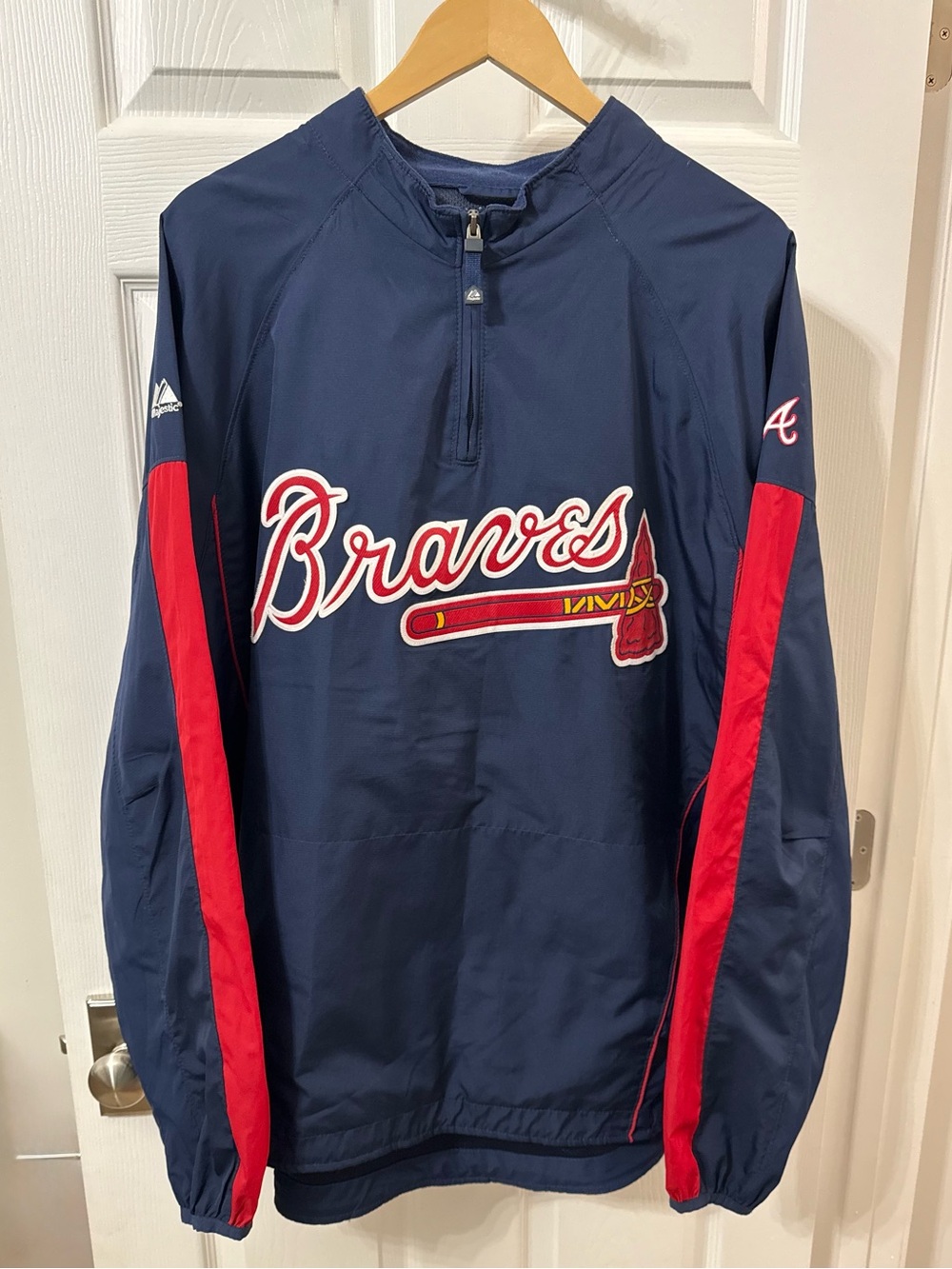 Majestic Atlanta Braves 1/4 Pullover Zip Jacket Size XL